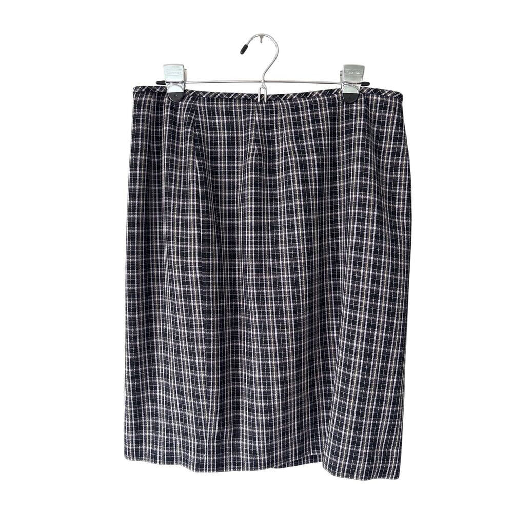 VTG Kasper & Company ASL Black Plaid Lined Skirt 14
